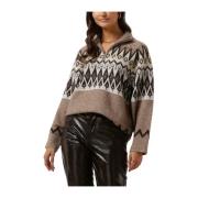 Beige Gebreide Pullover Trui Object , Multicolor , Dames