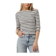 Witte Boat Neck 3/4 Mouw Top Tommy Hilfiger , White , Dames