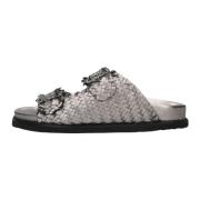 Zilveren Sandalen met Gouden Gespen Inuovo , Gray , Dames