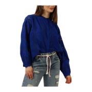 Dames Blouses Shirt With Broiderie Anglaise Scotch & Soda , Blue , Dam...