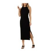 Mouwloze Lange Jurk Zwart Object , Black , Dames