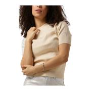 Zomer Gebreid T-shirt Object , Beige , Dames