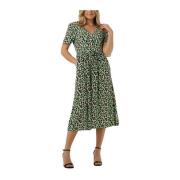 Groene Midi Jurk Objisabella 2/4 Object , Multicolor , Dames