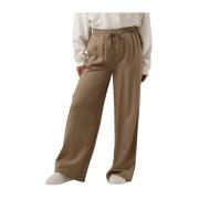 Beige Wijde Broek Talula Object , Beige , Dames