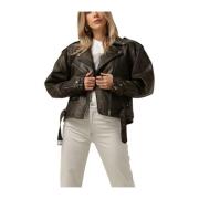 Stijlvolle Galloway Biker Leren Jas Goosecraft , Black , Dames