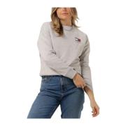 Grafische Vlag Crew Sweater Tommy Jeans , Gray , Dames