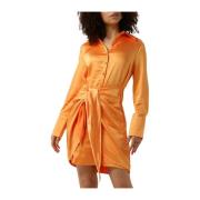 Satin Wrap Jurk Colourful Rebel , Orange , Dames