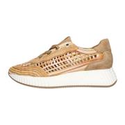 Bruine Geweven Lage Sneakers Ariana Softwaves , Brown , Dames