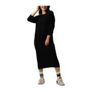 Zwarte Midi Jurk Tijdloze Stijl Penn&Ink N.Y , Black , Dames