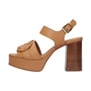 Bruine Leren Sandalen met Blokhak See by Chloé , Brown , Dames