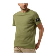 Heren Badge Wafel T-shirt Calvin Klein , Green , Heren