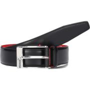 Zwarte Leren Riem met Rode Accenten Hugo Boss , Black , Heren