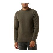 Heren Heavy Crewneck Pullover Sweater Profuomo , Green , Heren