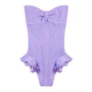 Ruffled Strapless Brazilian Swimsuit Reina Olga , Purple , Dames