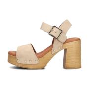 Beige Suède Sandalen met Gouden Studs Red Rag , Beige , Dames