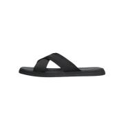 Zwarte Webbing Cross Sandaal Calvin Klein , Black , Heren