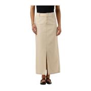 Hoge Taille Denim Rok Moss Copenhagen , Beige , Dames