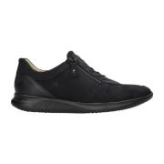 Zwarte Nubuck Rits Sneakers Hartjes , Black , Dames