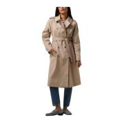 Klassieke Katoenen Trenchcoat Tommy Hilfiger , Beige , Dames