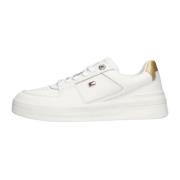 Essential Basket Sneaker Wit Leer Tommy Hilfiger , White , Dames