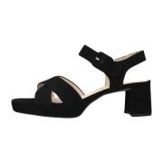 Zwarte Suède Gekruiste Band Sandalen Gabor , Black , Dames