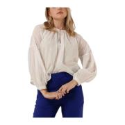 Tie Front Dobby Blouse Eenvoudig Volume Scotch & Soda , White , Dames