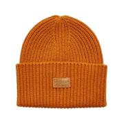 Gouden Oker Ribgebreide Beanie Moss Copenhagen , Orange , Dames