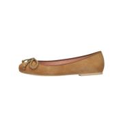 Bruine Suède Ballerina met Strik Pretty Ballerinas , Brown , Dames