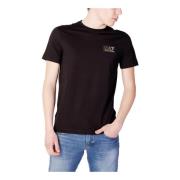 Zwart Katoenen T-shirt Korte Mouw Emporio Armani EA7 , Black , Heren