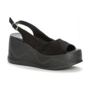 Zwarte Casual Platte Open Sandalen Grunberg , Black , Dames