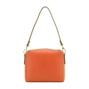 Rechthoekige Crossbody Oranje Leren Tas Pourchet Paris , Orange , Dame...