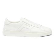 Dubbele Gesp Leren Sneaker Santoni , White , Heren