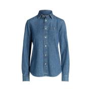 Dames Denim Shirt Lange Mouw Ralph Lauren , Blue , Dames