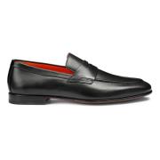 Klassieke Leren Loafer Santoni , Black , Heren