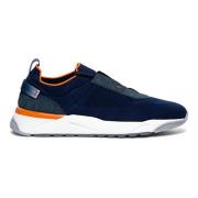 Nubuck Low Top Sneaker Santoni , Blue , Heren