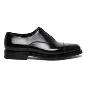 Handgemaakte leren Oxford schoen Santoni , Black , Heren