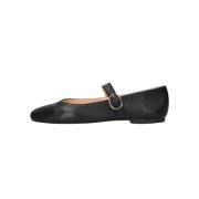 Zwarte Leren Ballerina's Inuovo , Black , Dames