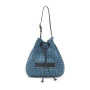 Raffia Crochet Bucket Bag Maliparmi , Blue , Dames
