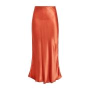 Gesatineerde Midi Rok Maliparmi , Orange , Dames