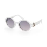 Zwarte Ronde Lens Zonnebril Pantografisch Frame Moncler , White , Dame...