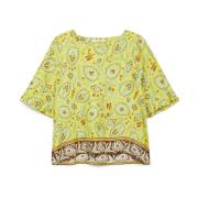 Gedrukte Satijnen Twill Shirt Maliparmi , Yellow , Dames