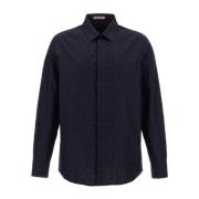 Navy Blue Monogram Shirt Valentino , Blue , Heren