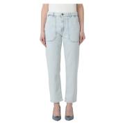 Snow Wash Cropped Jeans Pinko , Blue , Dames