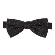 Zijden Strik Zwart Grijs Polka Dot Dolce & Gabbana , Black , Heren