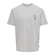 Dynamisch Print T-shirt met korte mouwen Only & Sons , Gray , Heren