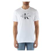 Katoenen Logo Print Ronde Hals T-shirt Calvin Klein Jeans , White , He...