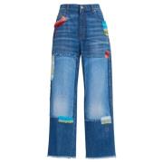denim jeans met mohair patches Marni , Blue , Dames
