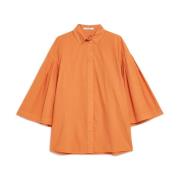 Poplin Wijdvallend Shirt Wijde Mouw Maliparmi , Orange , Dames