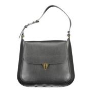 Zwarte Leren Handtas, Klassiek Model Coccinelle , Black , Dames