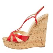 Pre-owned Leather sandals Christian Louboutin Pre-owned , Red , Dames